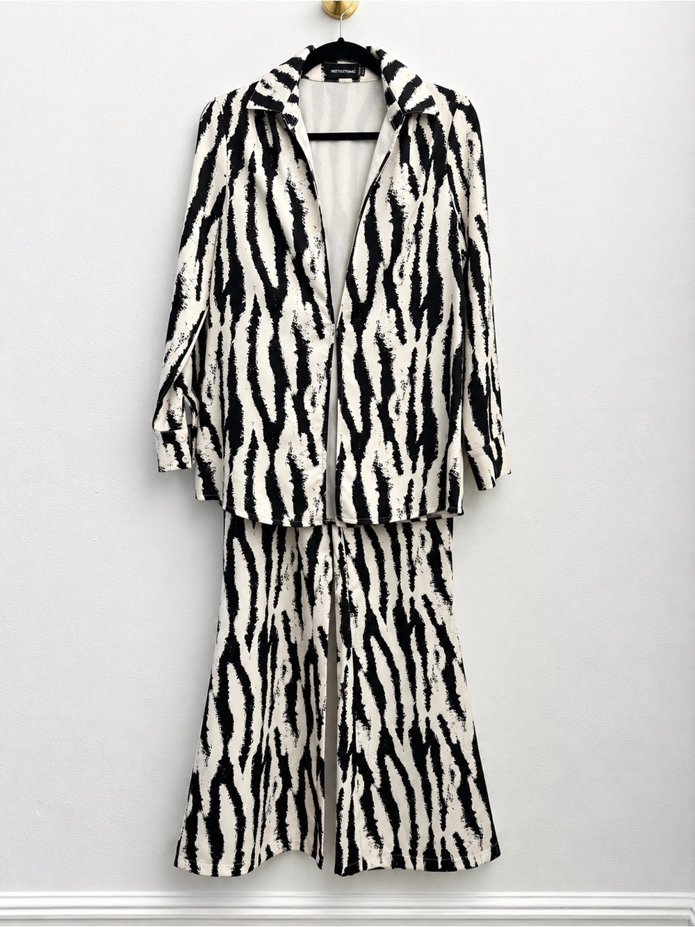 PrettyLittleThing Zebra Print 2-Piece Blazer & Wide Leg Pants Set